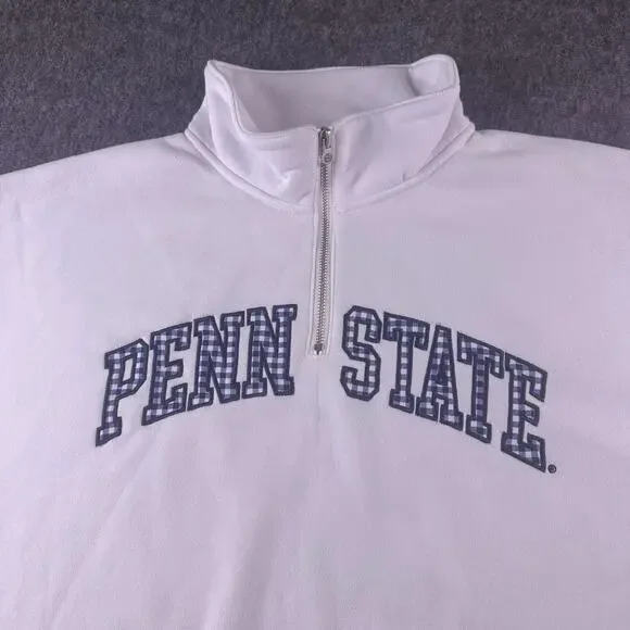 Penn‎ State Women’s XXL Cropped 1/4 Zip White Pullover Hoodie NWOT Embroidered - Picture 6 of 13